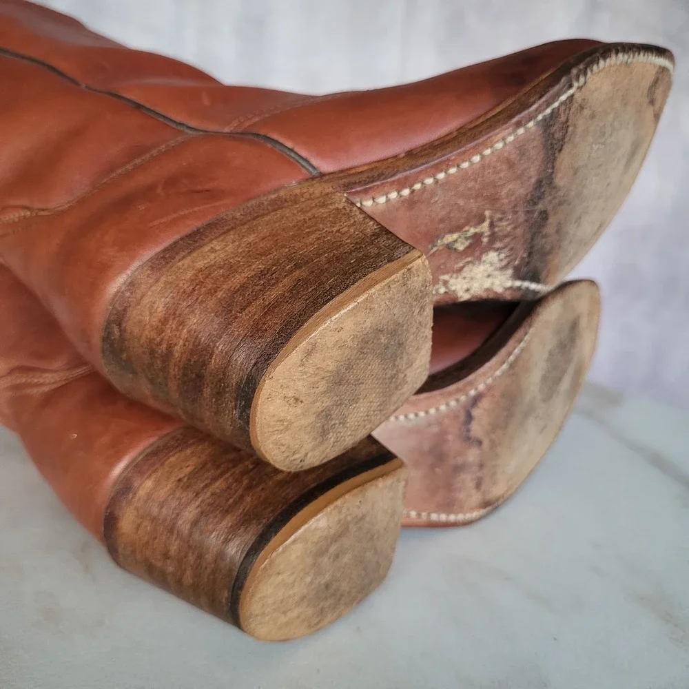 Size 6 M Vintage Wolverine Block Heel Western Boots Women's Tall